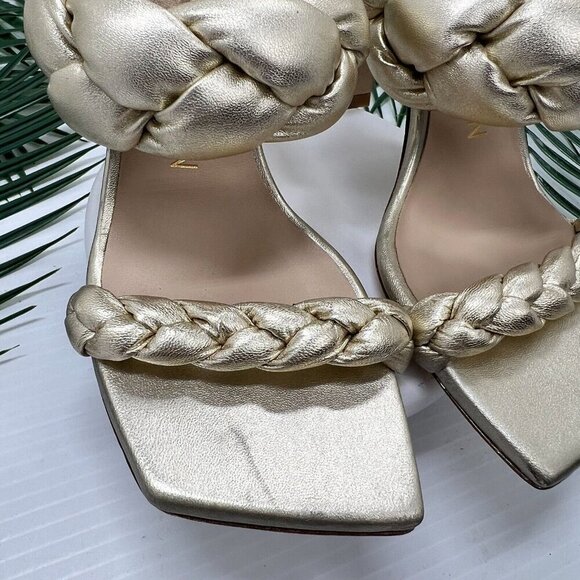 Stuart Weitzman Women's Gold Metallic Leather Playa Braided Sandals Size 5.5B - Picture 5 of 11